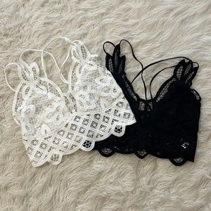 2 pair black and white lace bralette (WOULD FIT MEDIUM)